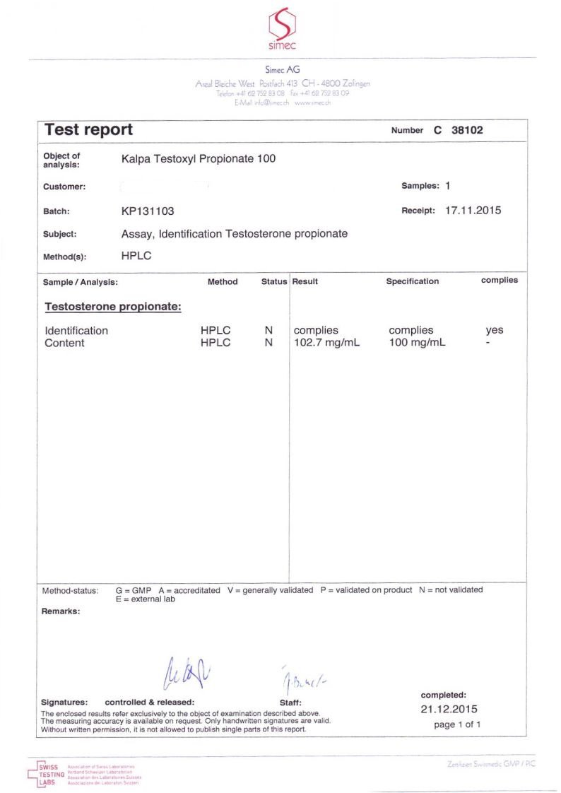 testoxyl propionate lab test result