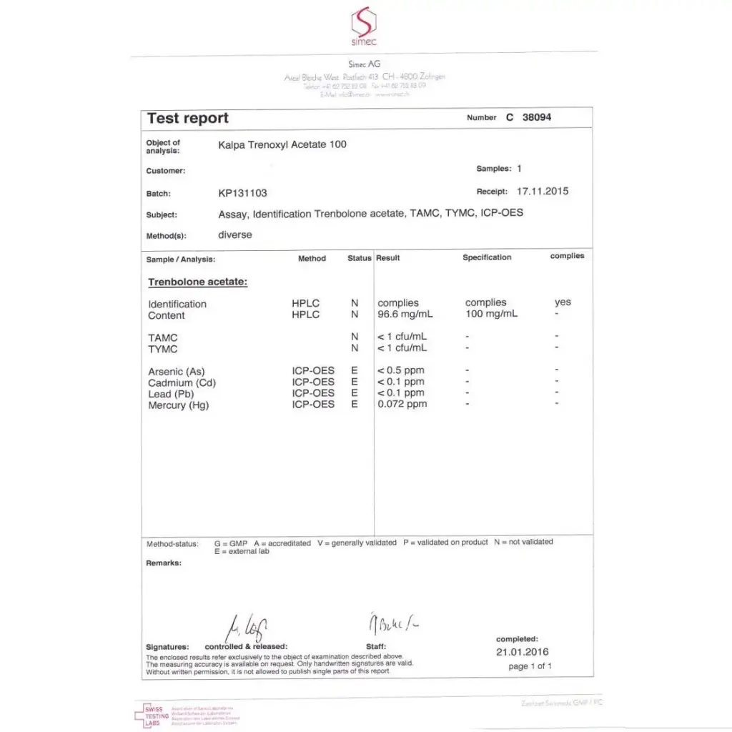 Trenboxyl Acetate 100 mg