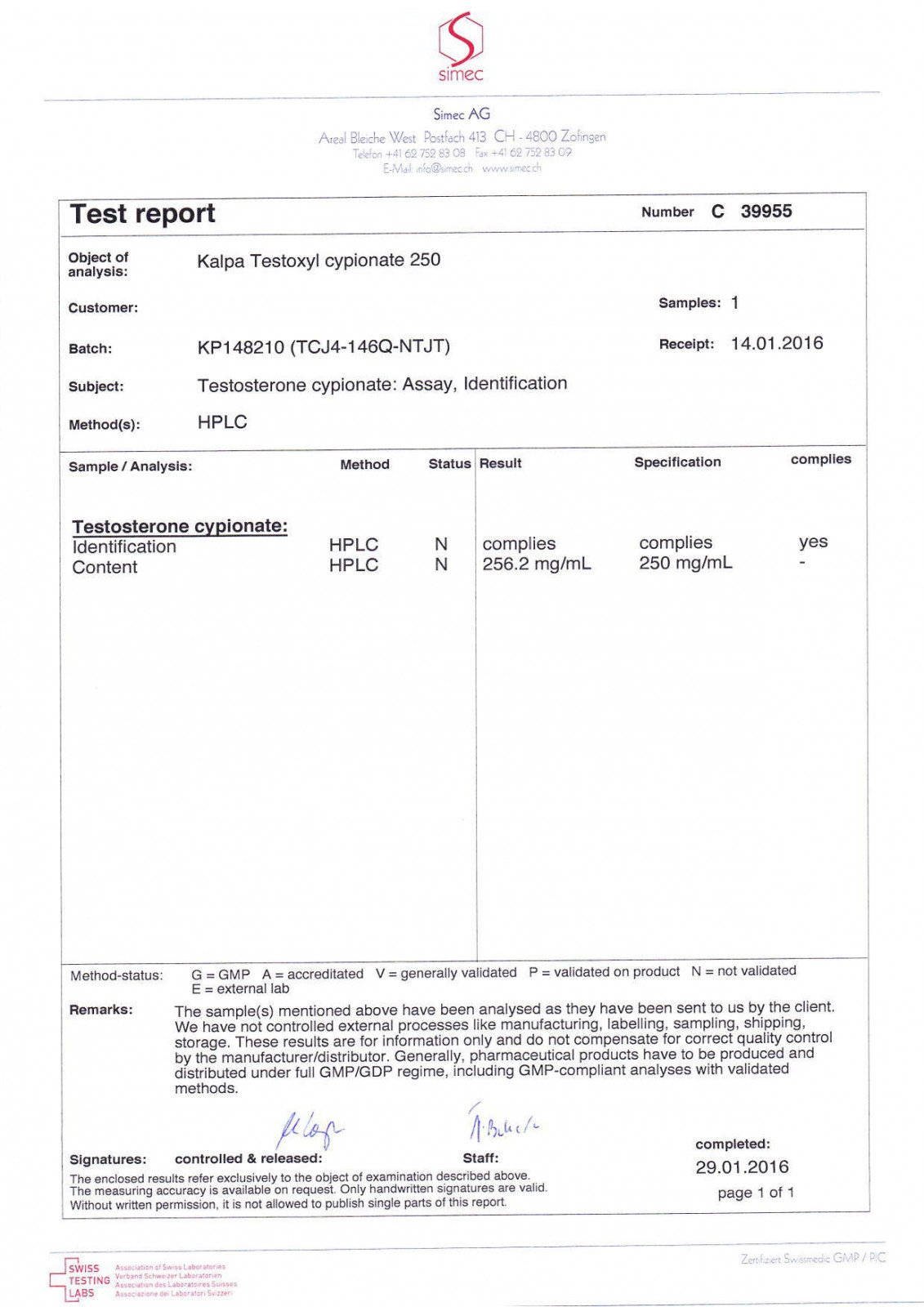 testoxyl cypionate lab test result