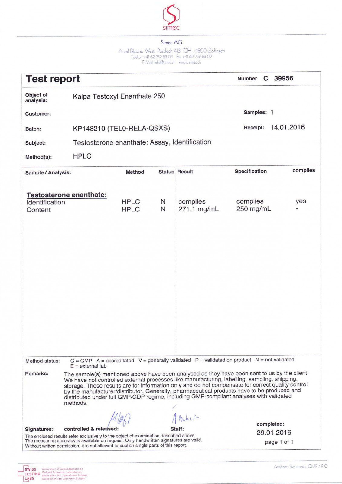 testoxyl enanthate lab test result