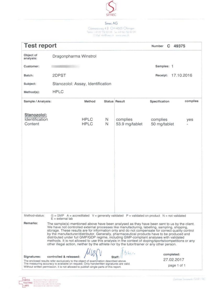 winstrol tabs 50 lab test result